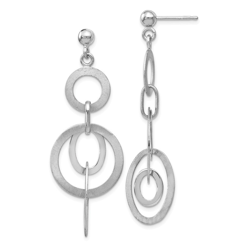 Oval and Circle Link Dangle Post Earrings in Sterling Silver, Item E11561 by The Black Bow Jewelry Co.