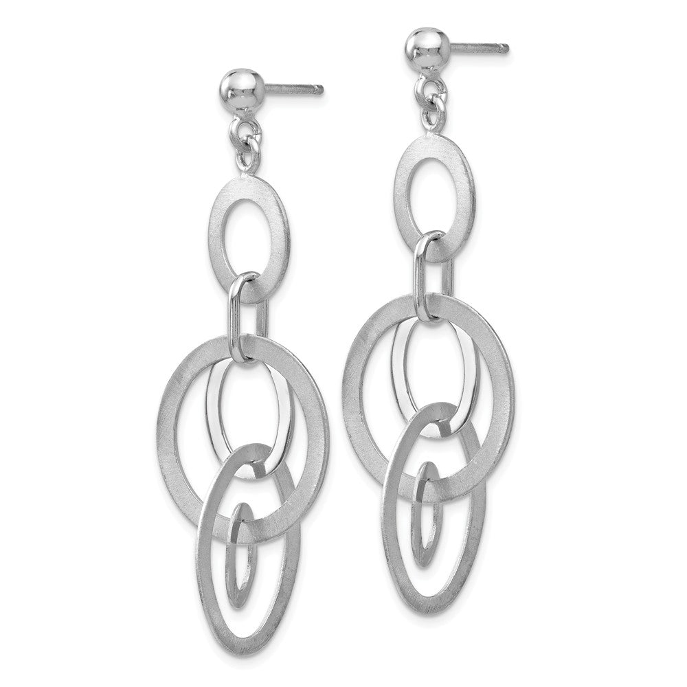 Alternate view of the Oval and Circle Link Dangle Post Earrings in Sterling Silver by The Black Bow Jewelry Co.