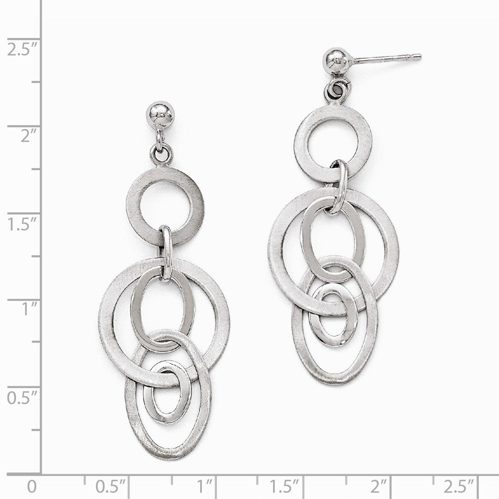 Alternate view of the Oval and Circle Link Dangle Post Earrings in Sterling Silver by The Black Bow Jewelry Co.