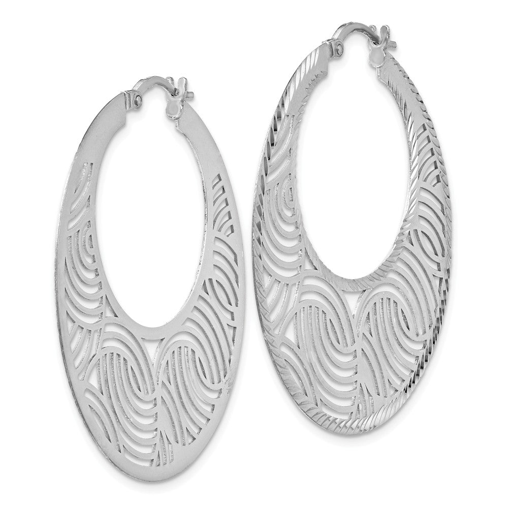 Alternate view of the Polished Cutout Round Hoop Earrings in Silver, 40mm (1 1/2 in) by The Black Bow Jewelry Co.