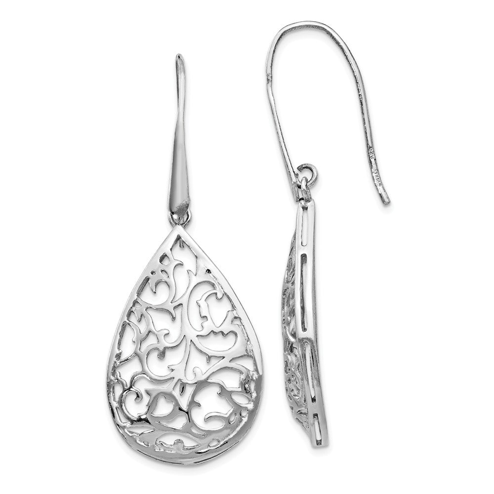 Cutout Teardrop Dangle Earrings in Sterling Silver, Item E11564 by The Black Bow Jewelry Co.