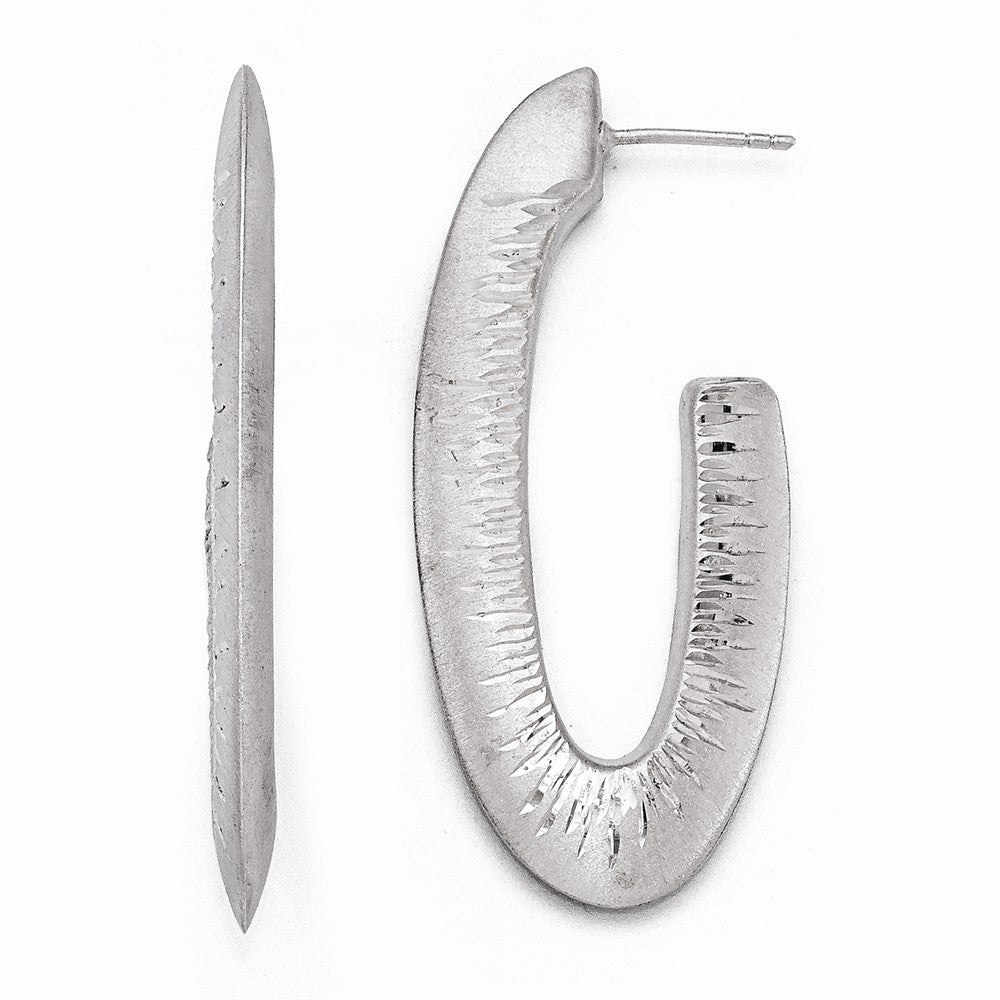 Knife Edge Diamond-Cut J-Hoop Earrings in Sterling Silver, 52mm (2 in), Item E11575 by The Black Bow Jewelry Co.