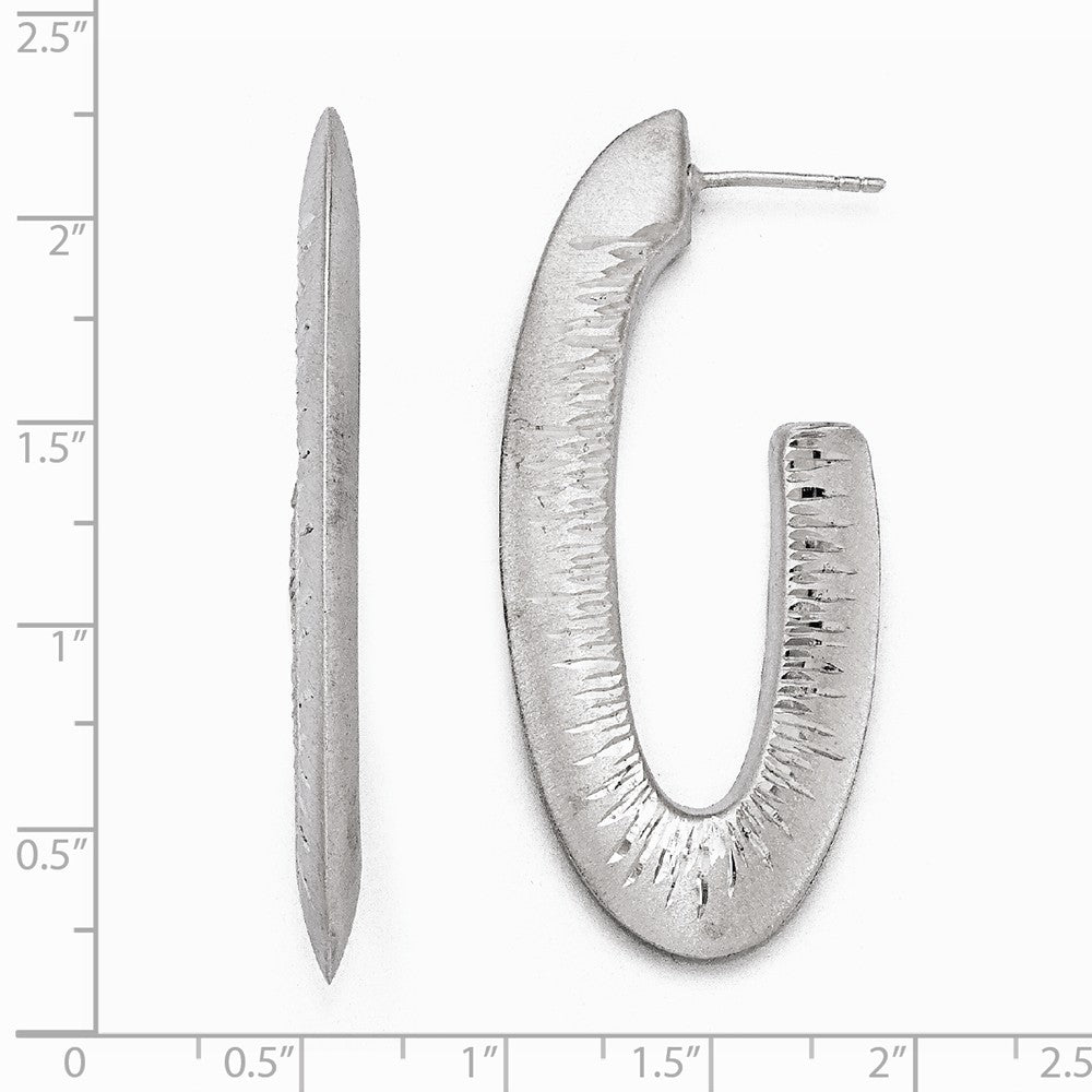 Alternate view of the Knife Edge Diamond-Cut J-Hoop Earrings in Sterling Silver, 52mm (2 in) by The Black Bow Jewelry Co.