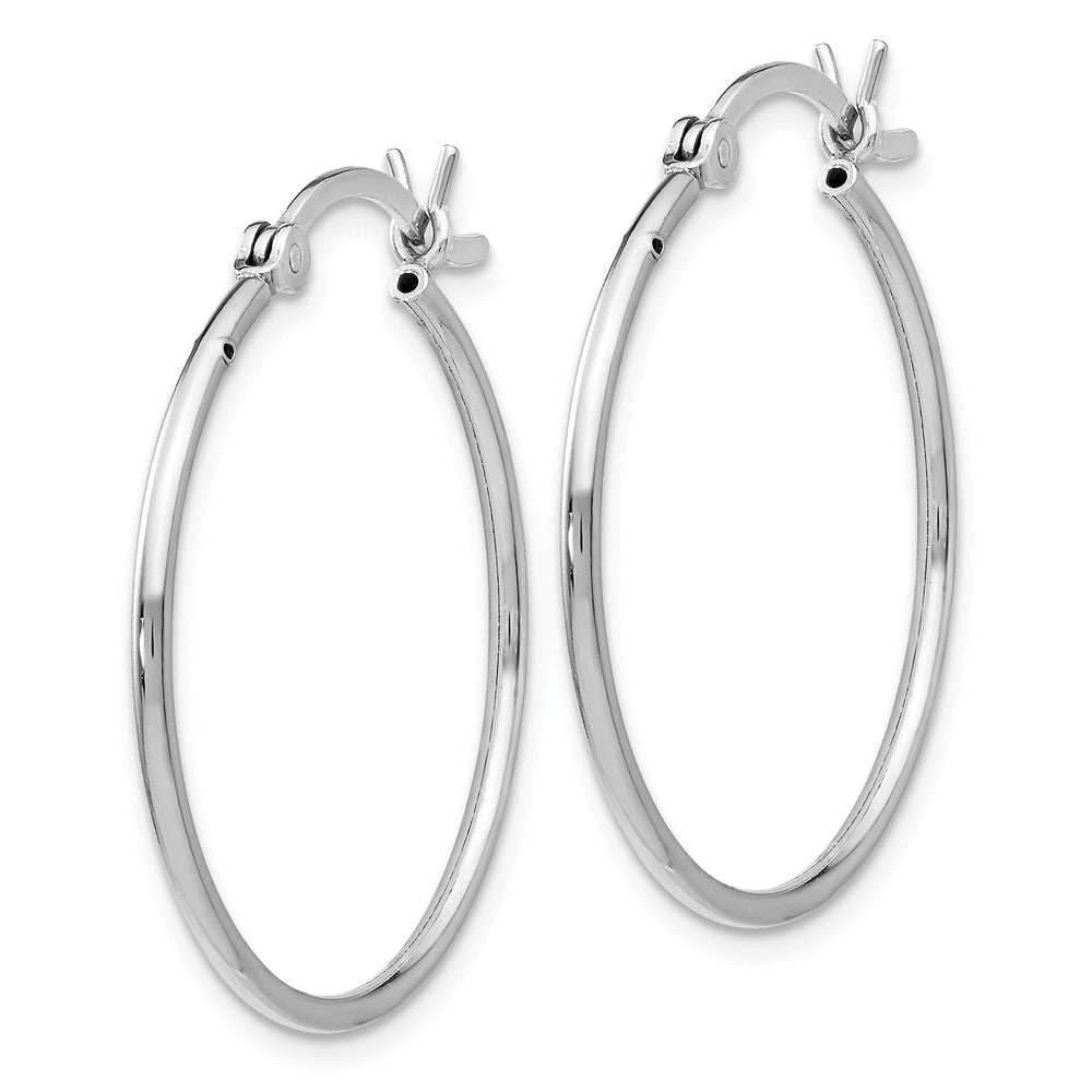 Alternate view of the 1.25mm Polished Sterling Silver Round Hoop Earrings, 25mm (1 in) by The Black Bow Jewelry Co.