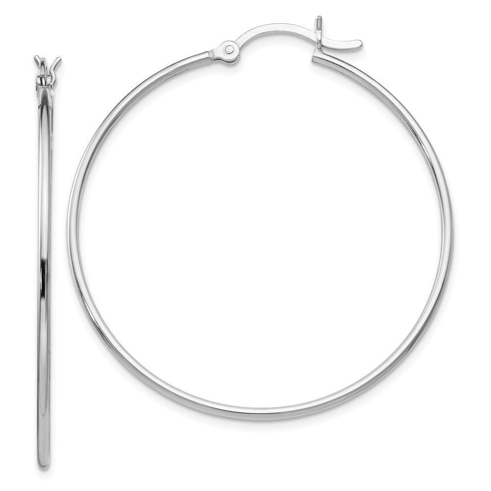 1.25mm Sterling Silver Polished Round Hoop Earrings, 40mm (1 1/2 in), Item E11593 by The Black Bow Jewelry Co.