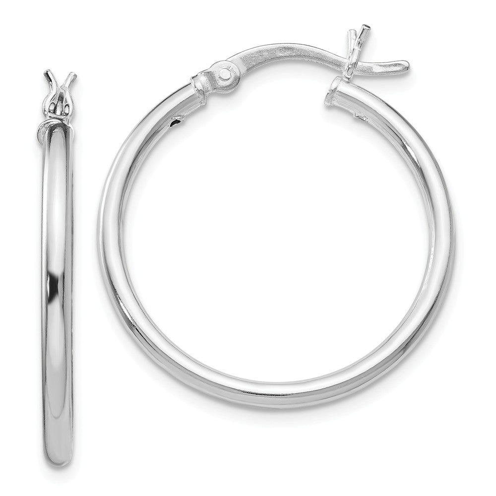 2mm Polished Sterling Silver Round Hoop Earrings, 25mm (1 in), Item E11595 by The Black Bow Jewelry Co.