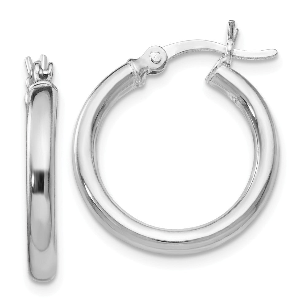 2.5mm Polished Sterling Silver Round Hoop Earrings, 17mm (5/8 in), Item E11598 by The Black Bow Jewelry Co.