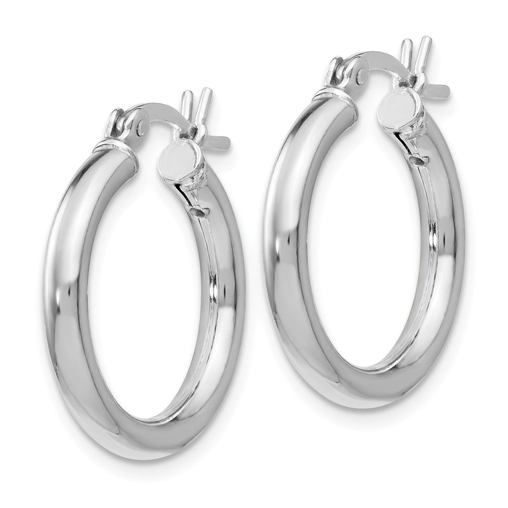 Alternate view of the 2.5mm Polished Sterling Silver Round Hoop Earrings, 17mm (5/8 in) by The Black Bow Jewelry Co.