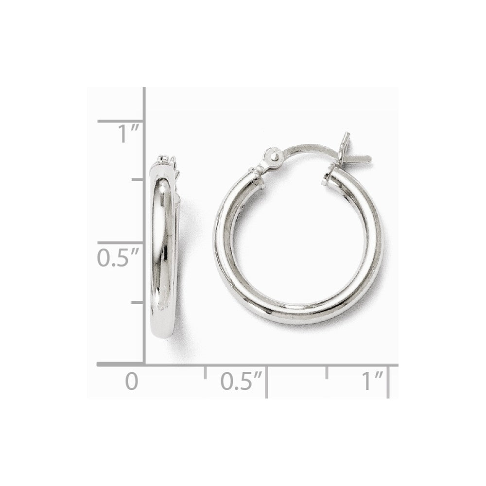 Alternate view of the 2.5mm Polished Sterling Silver Round Hoop Earrings, 17mm (5/8 in) by The Black Bow Jewelry Co.