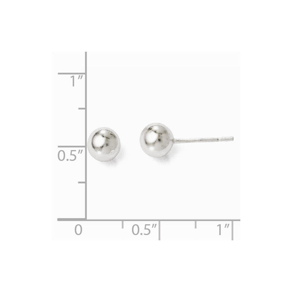 Alternate view of the 6mm Polished Ball Post Earrings in Sterling Silver by The Black Bow Jewelry Co.
