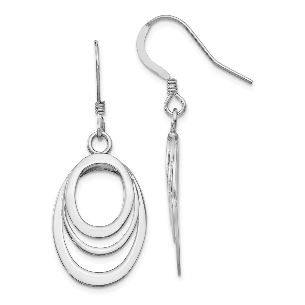Polished Layered Oval Dangle Earrings in Sterling Silver, Item E11609 by The Black Bow Jewelry Co.