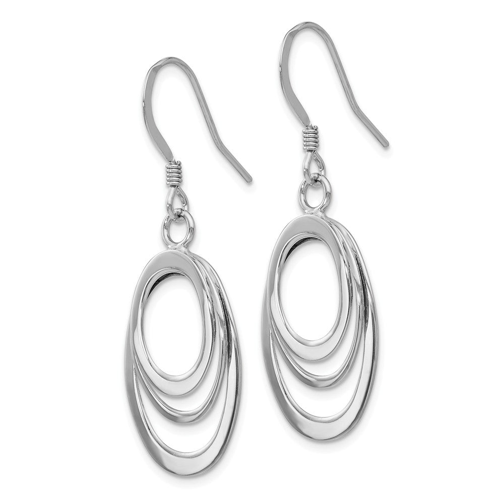 Alternate view of the Polished Layered Oval Dangle Earrings in Sterling Silver by The Black Bow Jewelry Co.