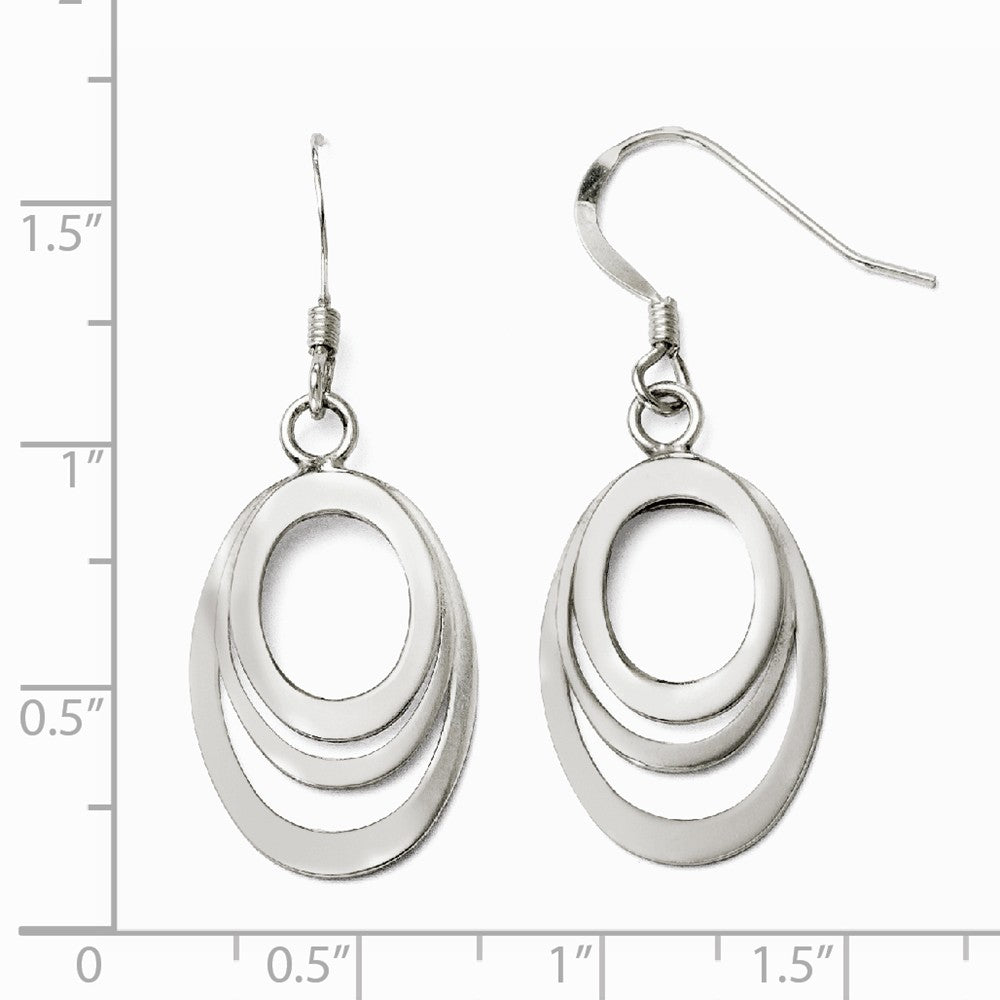 Alternate view of the Polished Layered Oval Dangle Earrings in Sterling Silver by The Black Bow Jewelry Co.