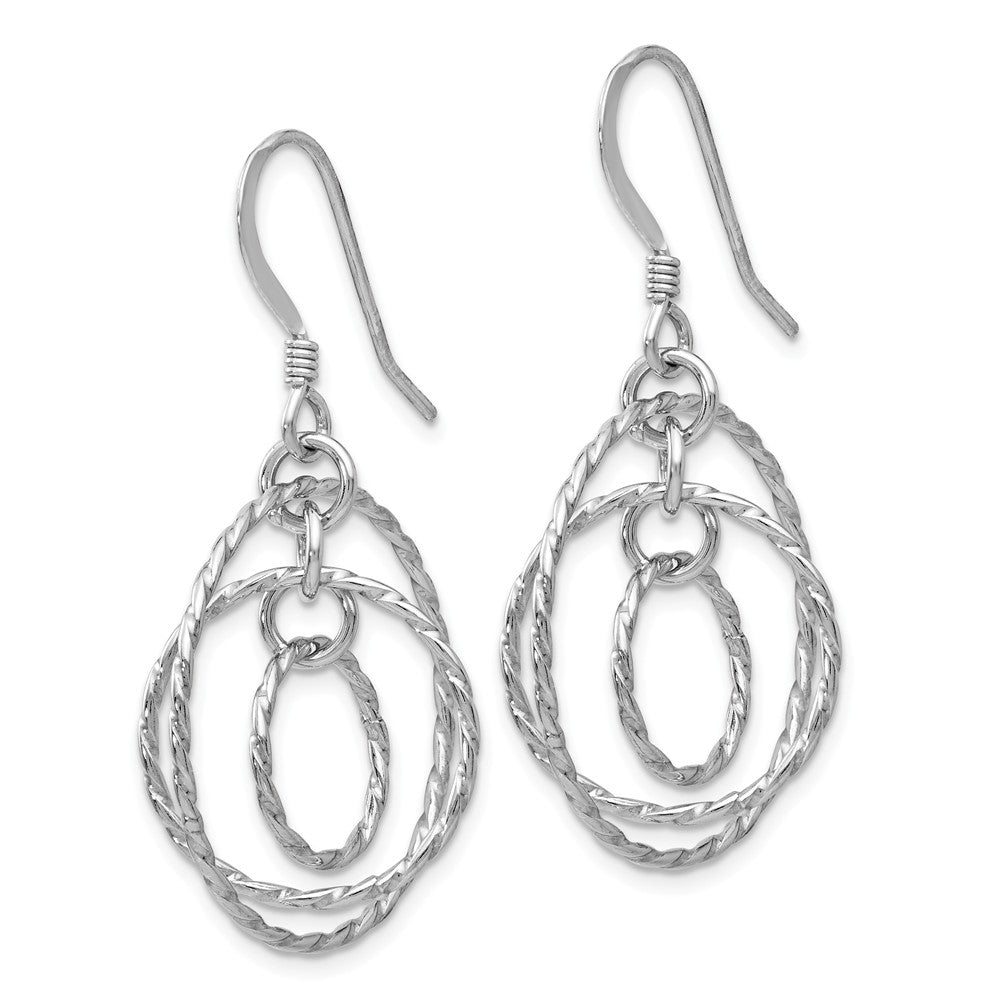 Alternate view of the 22mm Twisted Triple Circle Dangle Earrings in Sterling Silver by The Black Bow Jewelry Co.