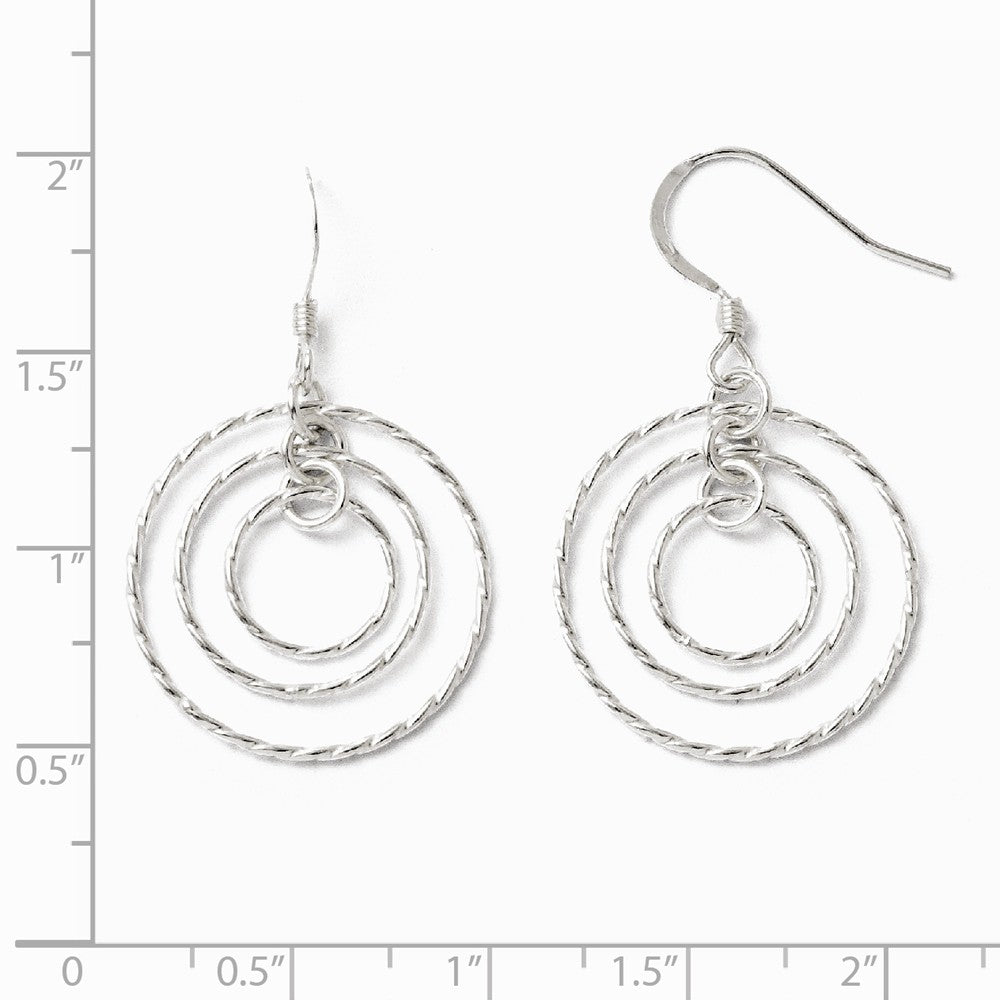 Alternate view of the 22mm Twisted Triple Circle Dangle Earrings in Sterling Silver by The Black Bow Jewelry Co.