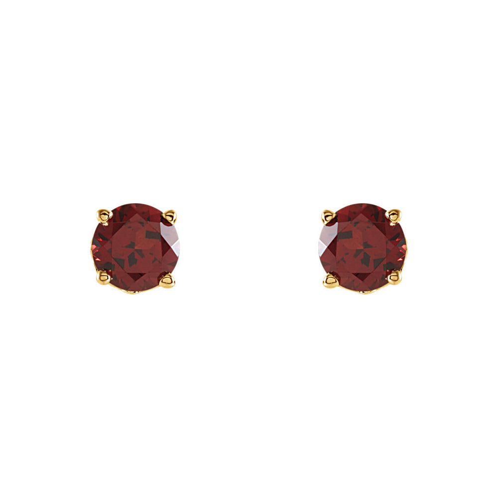 6mm Mozambique Garnet Stud Earrings in 14k Yellow Gold, Item E11736 by The Black Bow Jewelry Co.