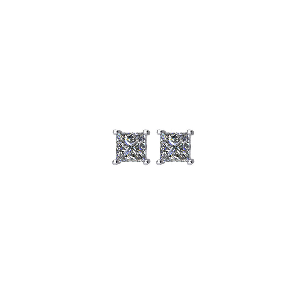 Alternate view of the Princess 1/2 Cttw Diamond Screw Back Earrings in 14k White Gold by The Black Bow Jewelry Co.