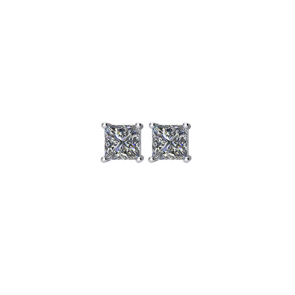 Alternate view of the Princess 1.0 Cttw Diamond Screw Back Earrings in 14k White Gold by The Black Bow Jewelry Co.