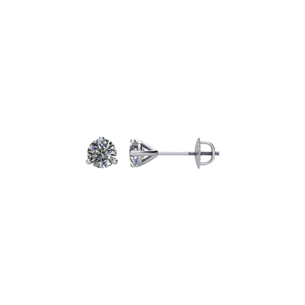 Round 1/5 Cttw Diamond Screw Back Stud Earrings in 14k White Gold, Item E11777 by The Black Bow Jewelry Co.