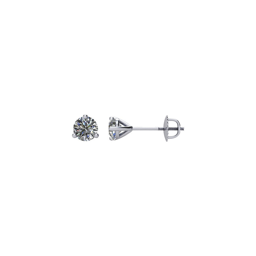 Round 1/2 Cttw Diamond Screw Back Stud Earrings in 14k White Gold, Item E11780 by The Black Bow Jewelry Co.