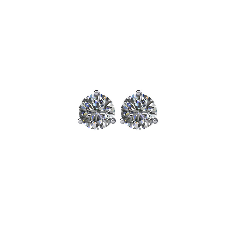 Alternate view of the Round 1.0 Cttw Diamond Screw Back Stud Earrings in 14k White Gold by The Black Bow Jewelry Co.