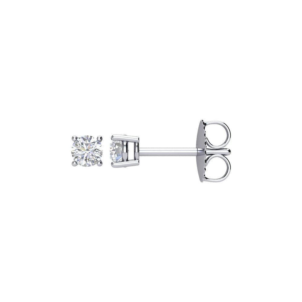 Round 1/4 Cttw Basket Style Diamond Stud Earrings in 14k White Gold, Item E11789 by The Black Bow Jewelry Co.