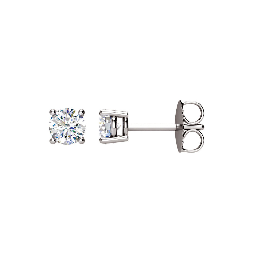 Round 3/4 Cttw Basket Style Diamond Stud Earrings in 14k White Gold, Item E11792 by The Black Bow Jewelry Co.