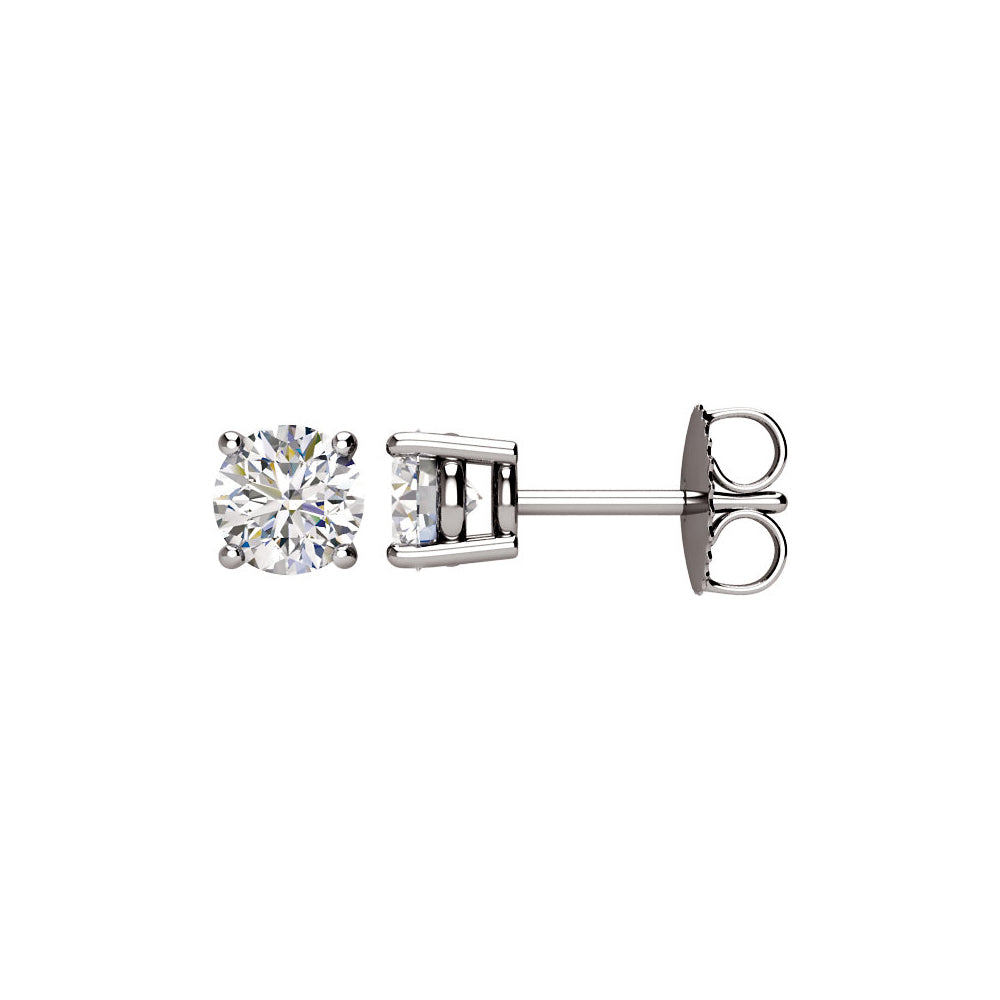 Round 1.0 Cttw Basket Style Diamond Stud Earrings in 14k White Gold, Item E11793 by The Black Bow Jewelry Co.