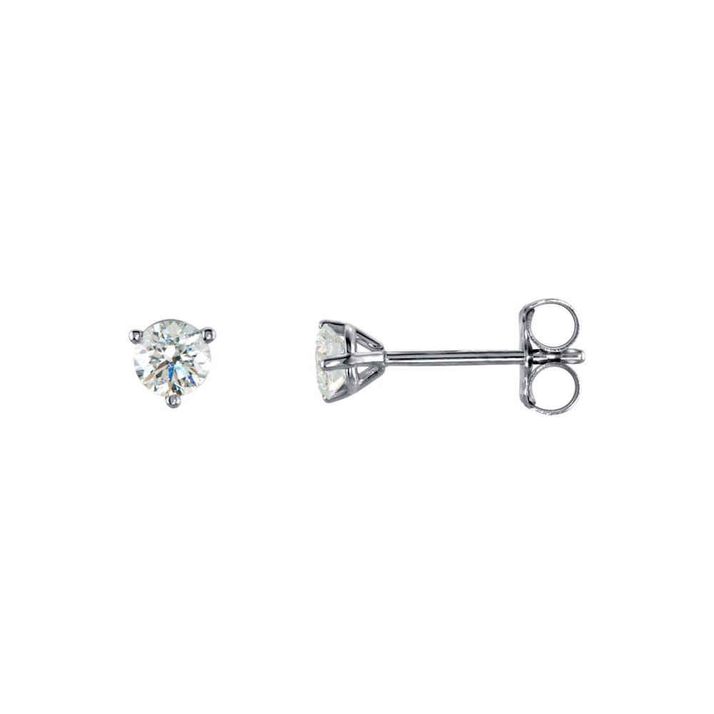 1/3 Cttw Round Diamond Friction Back Stud Earrings in 14k White Gold, Item E11801 by The Black Bow Jewelry Co.