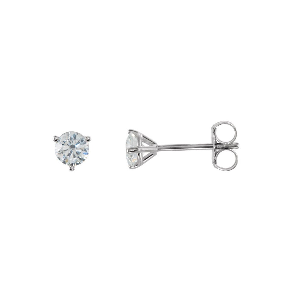 1/2 Cttw Round Diamond Friction Back Stud Earrings in 14k White Gold, Item E11802 by The Black Bow Jewelry Co.