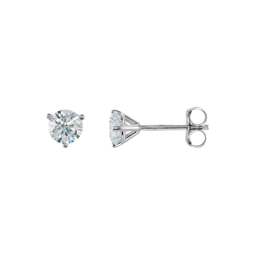 3/4 Cttw Round Diamond Friction Back Stud Earrings in 14k White Gold, Item E11803 by The Black Bow Jewelry Co.