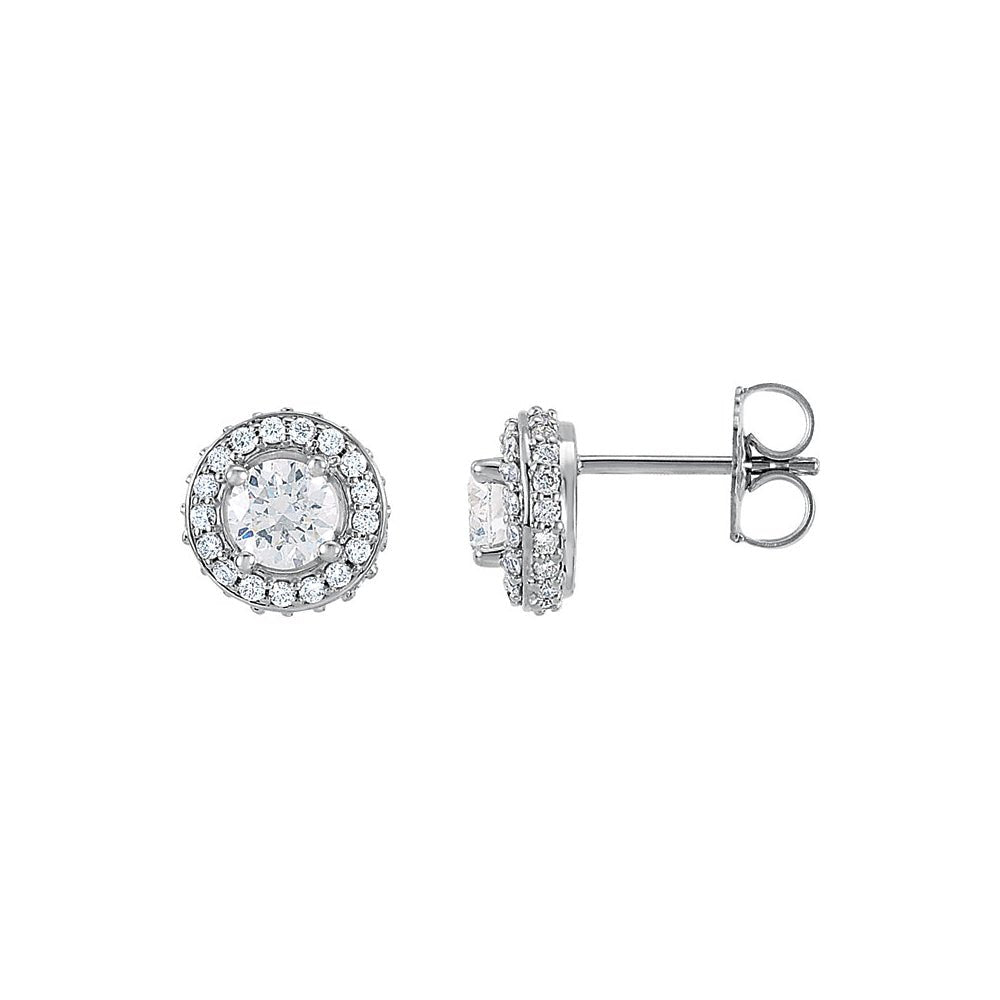 1 Cttw Diamond Entourage 8mm Post Earrings in 14k White Gold - The