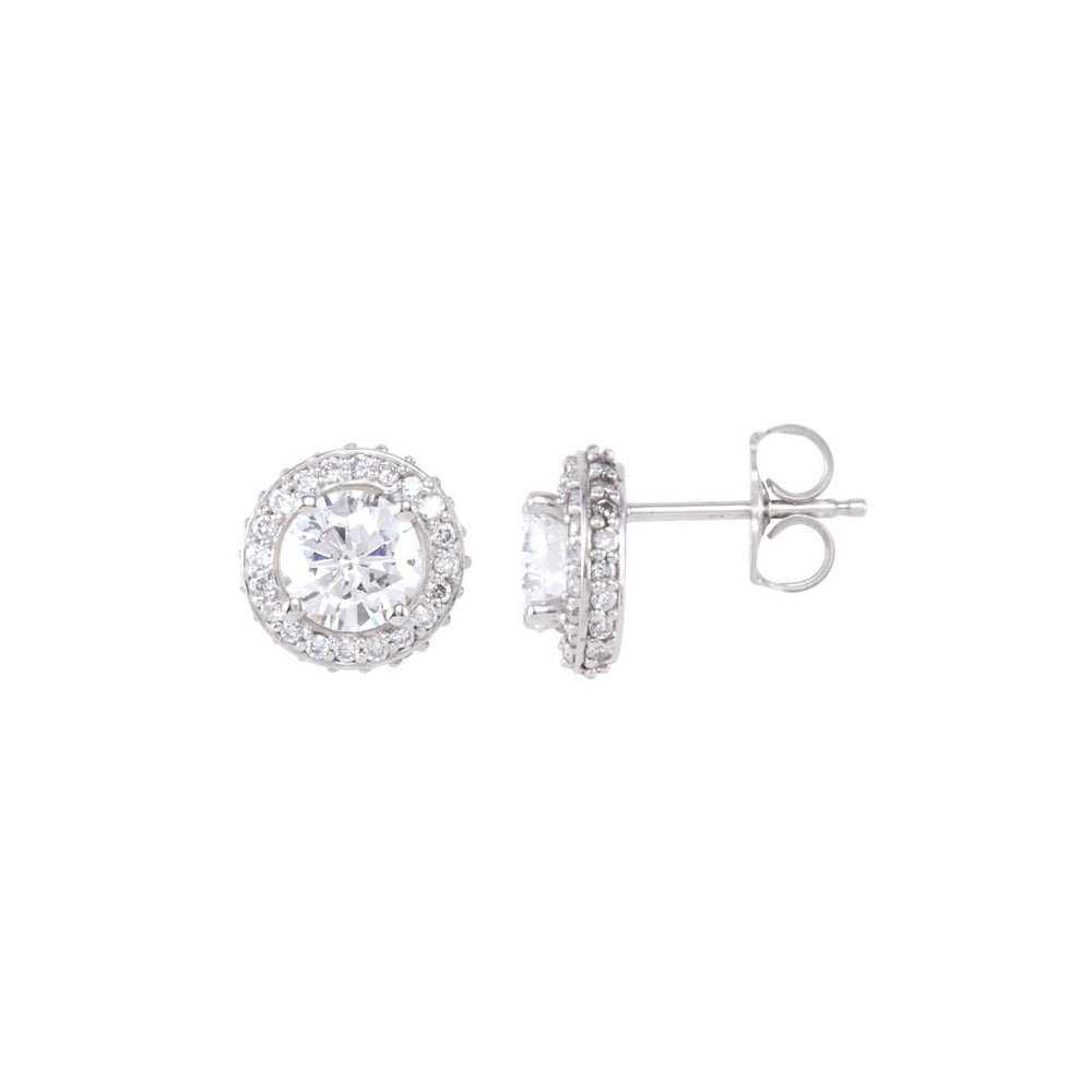 1 1/2 Cttw Diamond Entourage 8.5mm Post Earrings in 14k White Gold, Item E11810 by The Black Bow Jewelry Co.