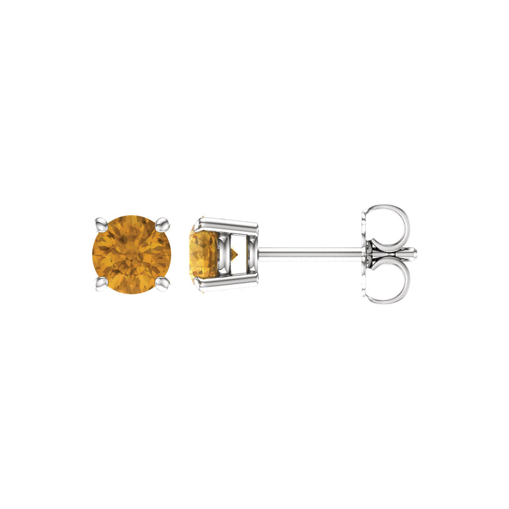 5mm Round Citrine Stud Earrings in 14k White Gold, Item E11821 by The Black Bow Jewelry Co.
