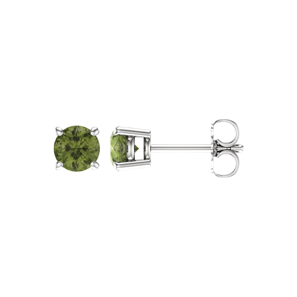 5mm Round Peridot Stud Earrings in 14k White Gold, Item E11829 by The Black Bow Jewelry Co.