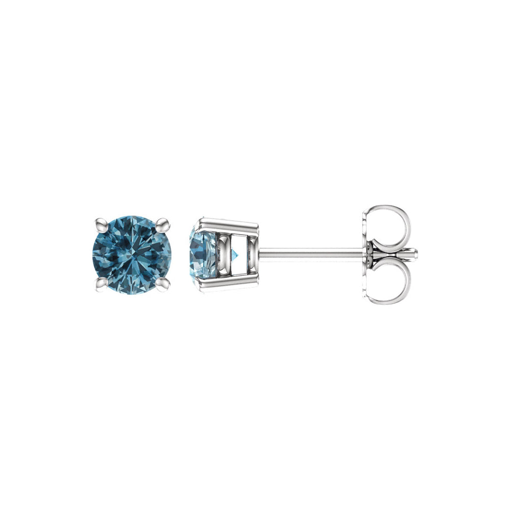 5mm Round Sky Blue Topaz Stud Earrings in 14k White Gold, Item E11837 by The Black Bow Jewelry Co.