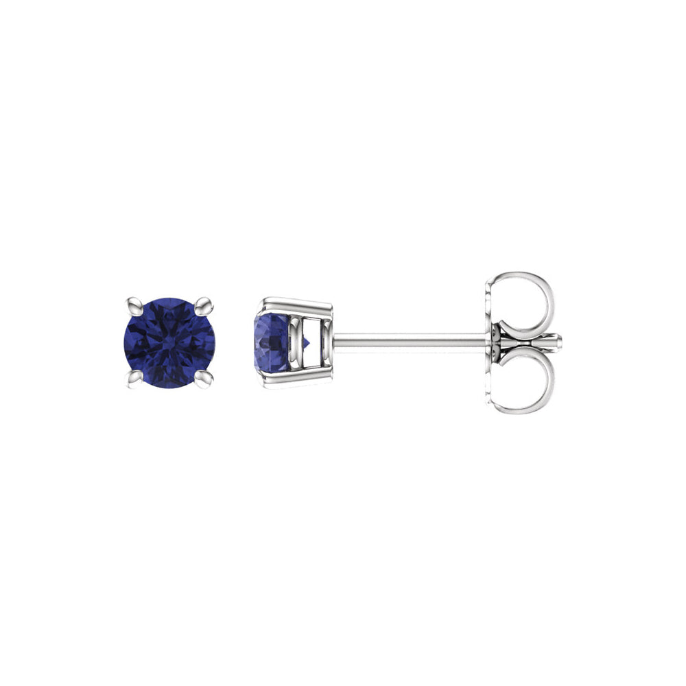 4mm Round Tanzanite Stud Earrings in 14k White Gold, Item E11842 by The Black Bow Jewelry Co.