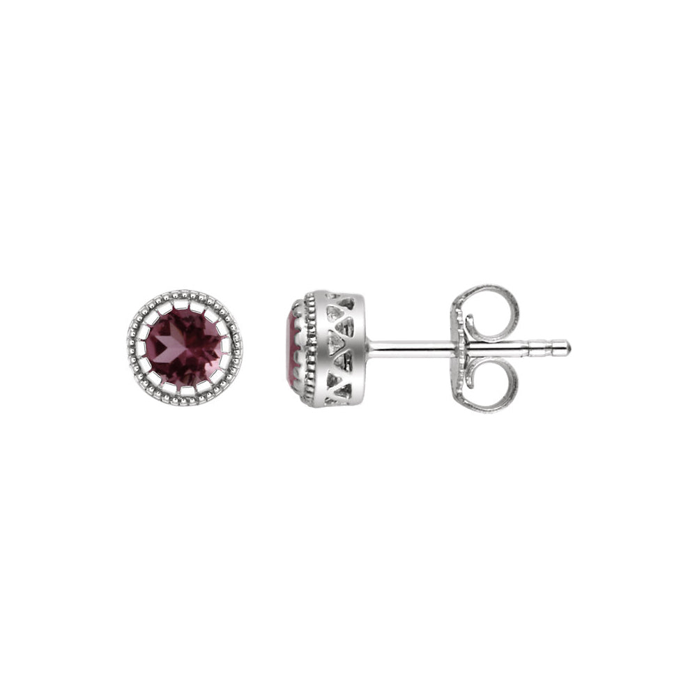 Pink Tourmaline October Birthstone 8mm 14k White Gold Stud Earrings, Item E11938 by The Black Bow Jewelry Co.