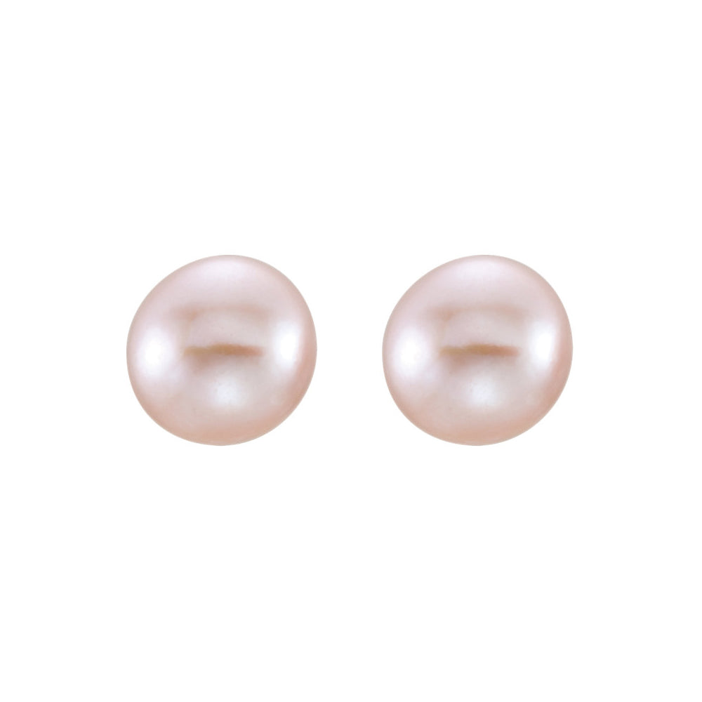 Alternate view of the 8-9mm Pink Freshwater Cultured Pearl 14k Yellow Gold Stud Earrings by The Black Bow Jewelry Co.