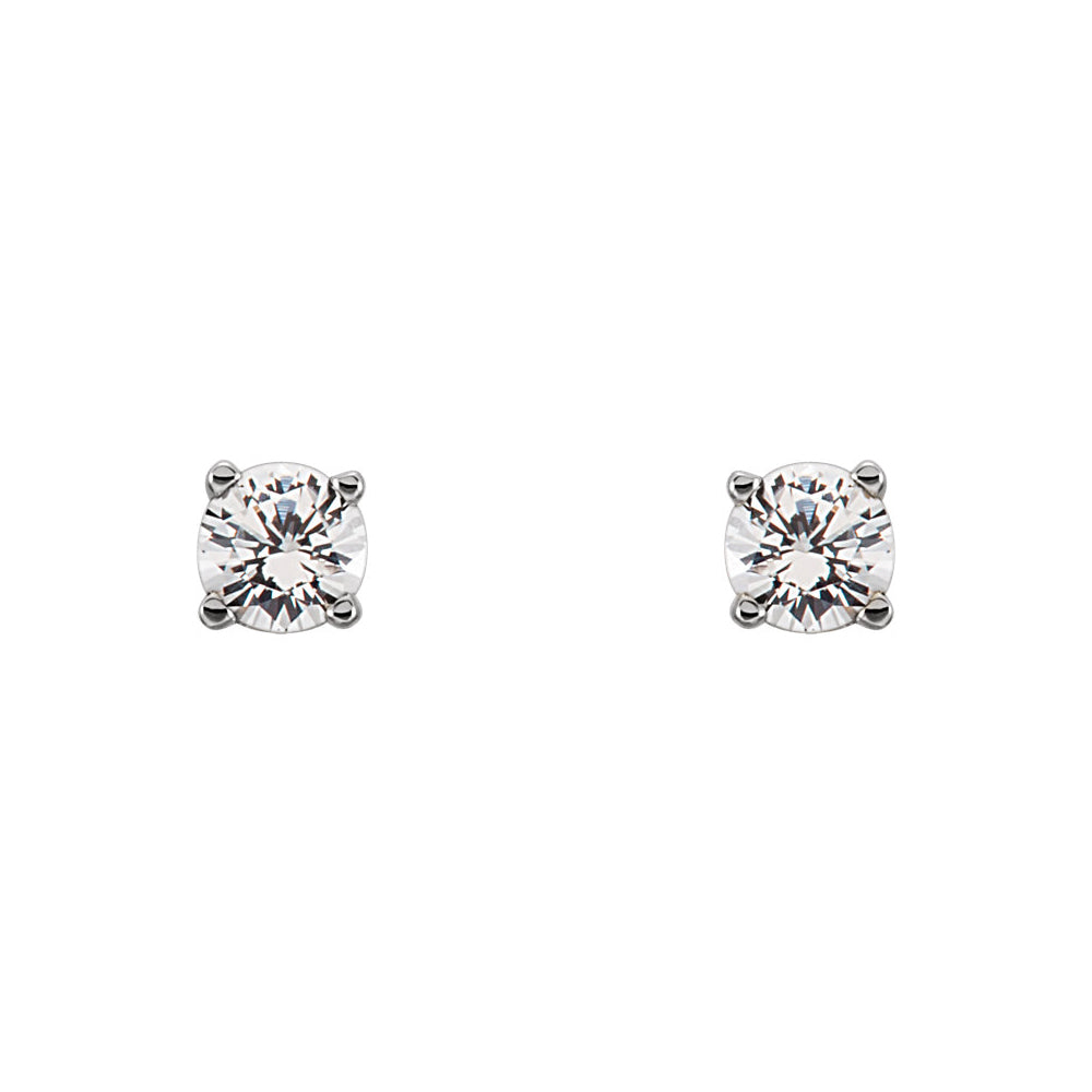 Kids 3mm Diamond Youth Threaded Post Earrings in 14k White Gold, Item E11968 by The Black Bow Jewelry Co.