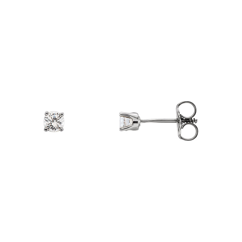 Alternate view of the Kids 3mm Diamond Youth Threaded Post Earrings in 14k White Gold by The Black Bow Jewelry Co.