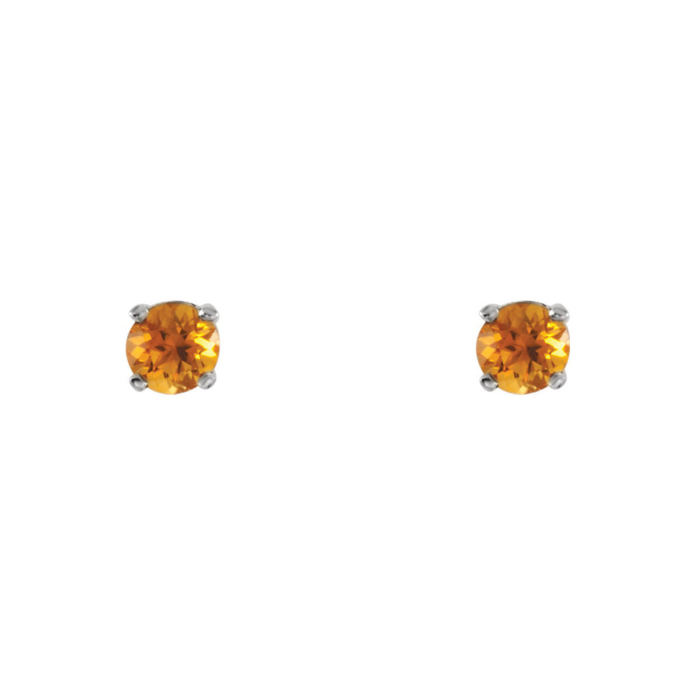 Alternate view of the Kids 3mm Citrine Youth Threaded Post Earrings in 14k White Gold by The Black Bow Jewelry Co.