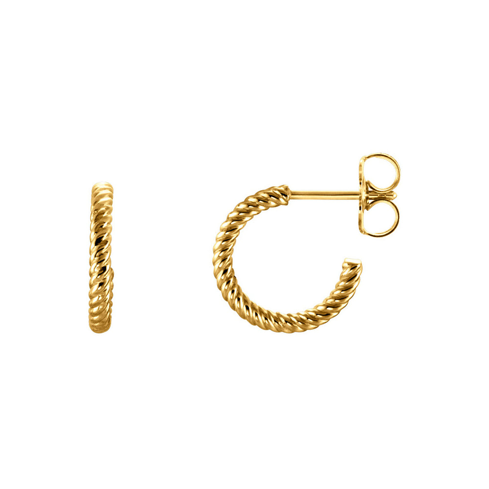 Rope Hoop Earrings in 14k Yellow Gold, 12mm (7/16 Inch), Item E11993 by The Black Bow Jewelry Co.
