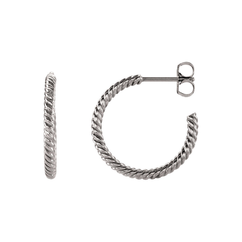Rope Round Hoop Earrings in 14k White Gold, 17mm (5/8 Inch), Item E11996 by The Black Bow Jewelry Co.