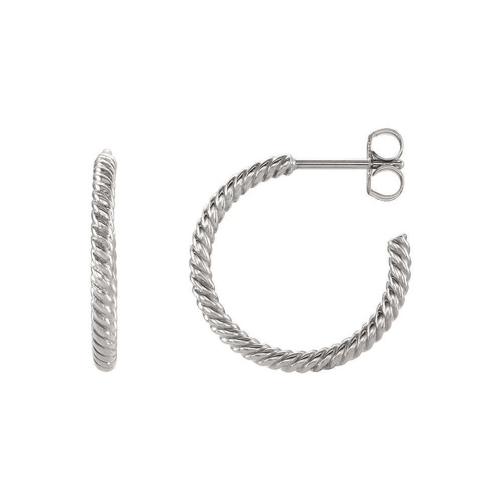 Rope Hoop Earrings in Continuum Sterling Silver, 17mm (5/8 Inch), Item E11999 by The Black Bow Jewelry Co.