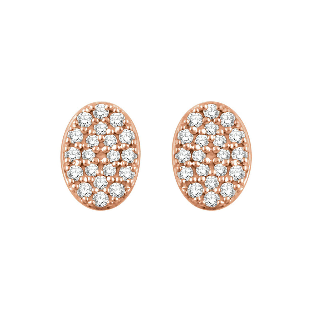 Alternate view of the 7mm Oval Diamond Cluster Post Earrings in 14k Rose Gold by The Black Bow Jewelry Co.
