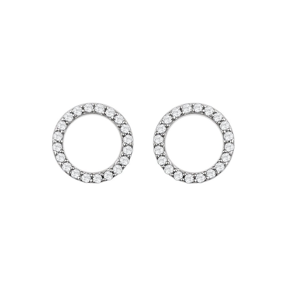 Alternate view of the 1/5 Cttw Diamond 9mm Circle Post Earrings in 14k White Gold by The Black Bow Jewelry Co.