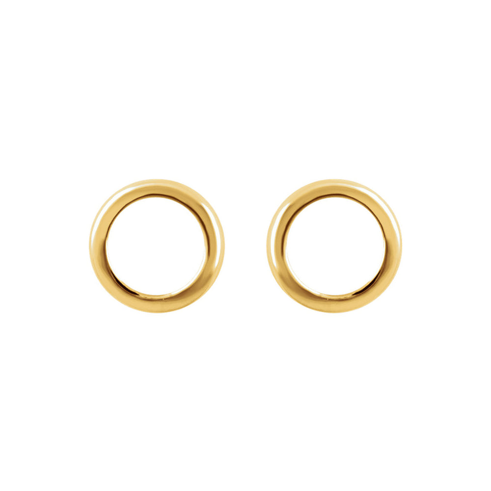 Alternate view of the 9mm Open Circle Design Post Earrings in 14k Yellow Gold by The Black Bow Jewelry Co.