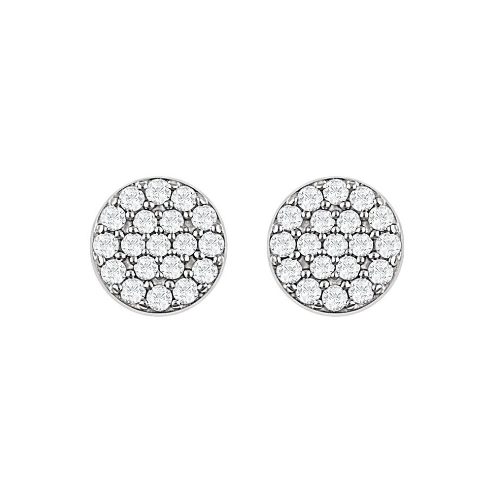 Alternate view of the 1/3 Cttw Diamond 7mm Round Cluster Post Earrings in 14k White Gold by The Black Bow Jewelry Co.