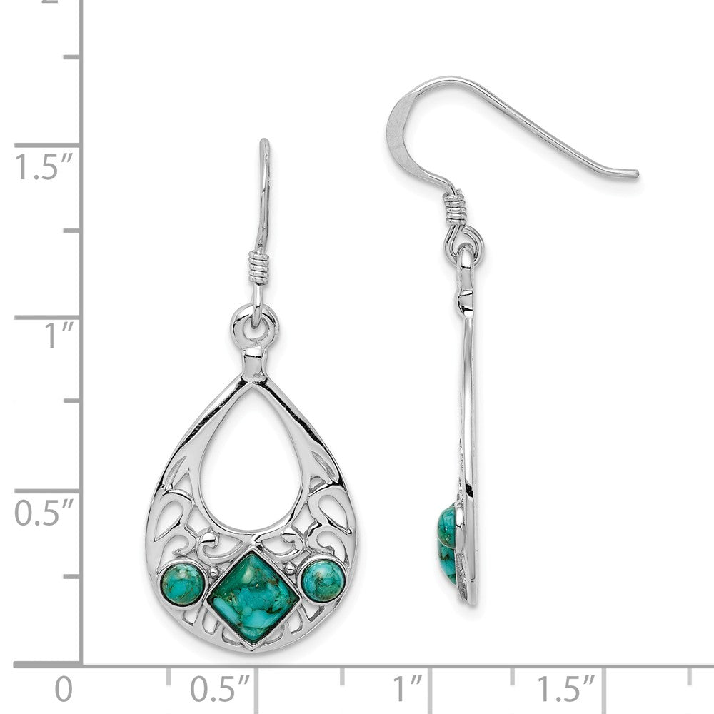 Alternate view of the Teardrop Turquoise Dangle Earrings in Sterling Silver by The Black Bow Jewelry Co.
